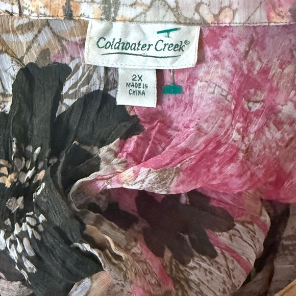 Coldwater Creek Floral Button-Down Shirt - Pink, Yellow, Gray - Picture 4 of 6